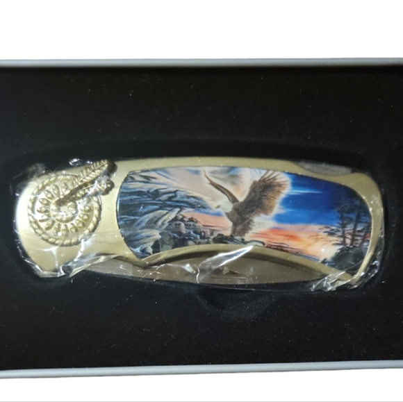 1 Vtg Flying Eagle Camp Folding Lock Blade Stainless Steel Pocket Knife/Tin Box - Picture 3 of 6